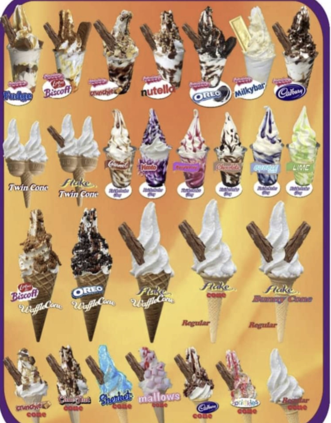 Full Ice Cream Menu Poster