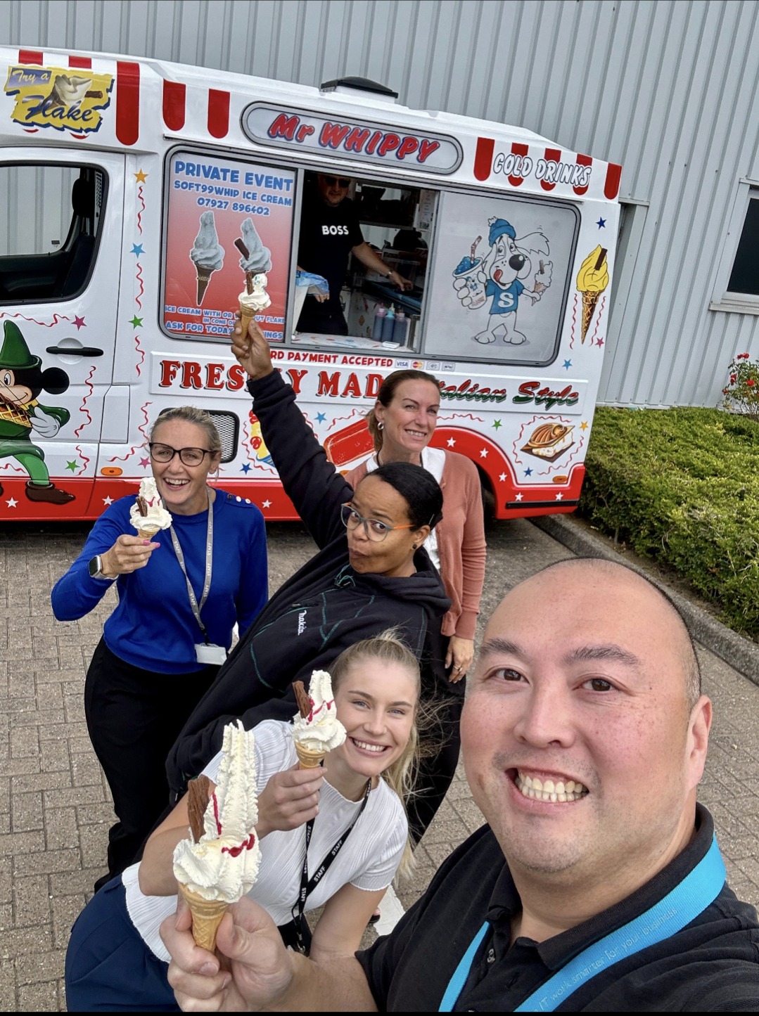 Happy group selfie with ice creams
